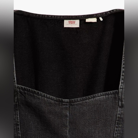 🔆 Levi's Denim Black Ophelia Corset Blouse Long Sleeve, Size Small NWT - Picture 2 of 2